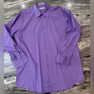 D’amante Classic Purple Men's Dress Shirt Size 17.5 Tall 36/37